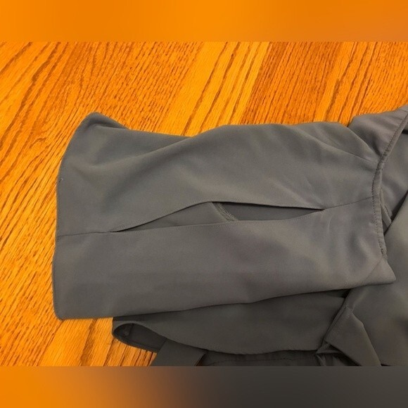 Gianni Bini Iris Blue Grey Mini Wrap Dress with Cut Out Sleeves - Picture 7 of 14